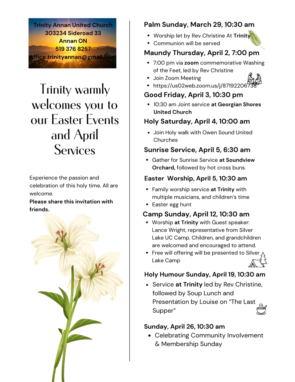 Event image Trinity Annan United Church Easter Events